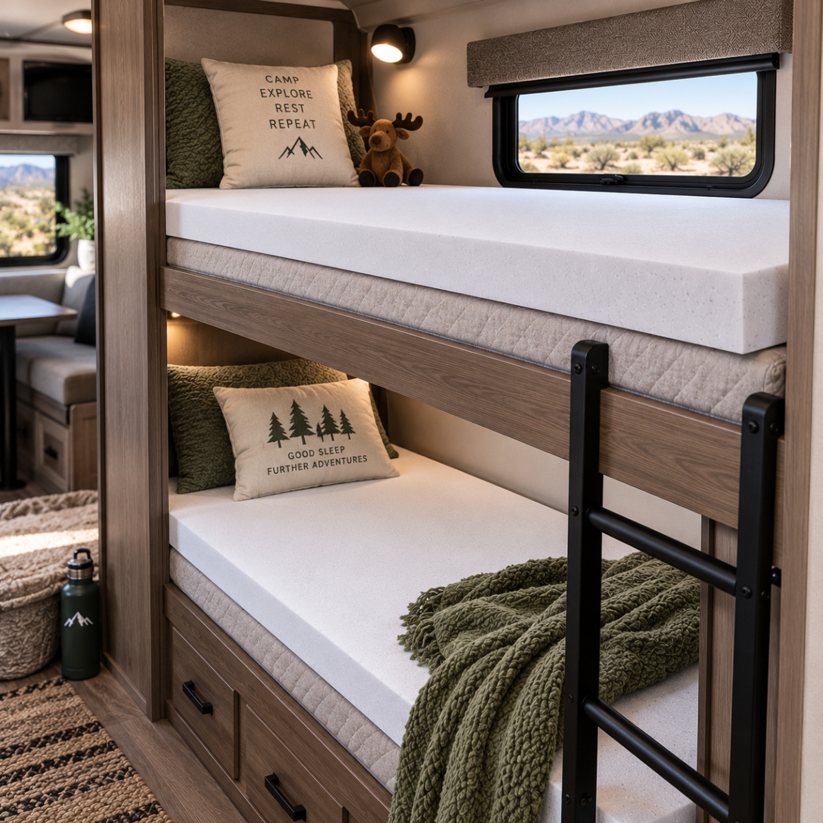 RV Full toppers in a made RV bed
